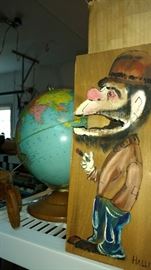 Vintage globe and fun art pieces