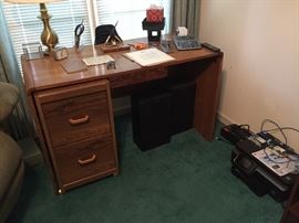 Oak Desk, Filing Cabinet