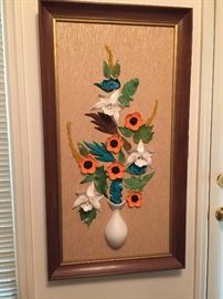 3D applied porcelain vintage framed picture.