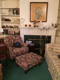 Upholstered Chair and ottoman