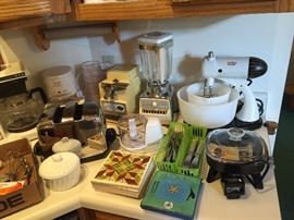 Imperial VIII Blender,  Vintage Sunbeam Mixer, Tile trivets, misc items.