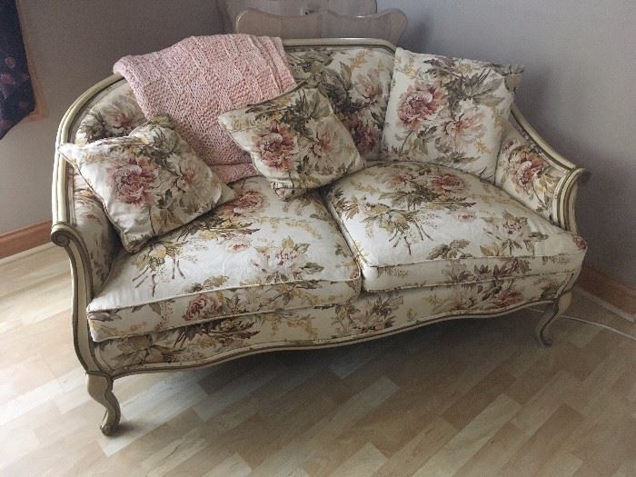 French Provincial floral loveseat