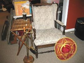 vintage chair, velvet Mexican hat.