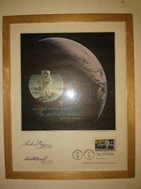 Man on the Moon First Issue Framed Stamp
