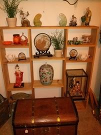 Antique Chest and Asian Art Collectibles