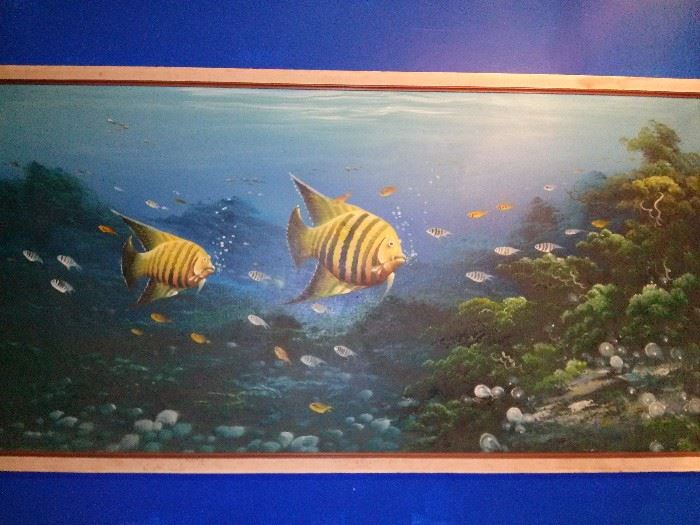 Vintage Fish Oil Painting