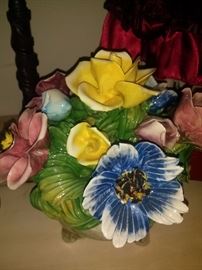 Large Vintage Capodimonte Ceramic Flowers