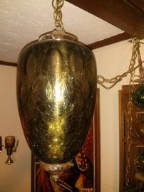 Vintage Hanging Smoke Amber Lamp