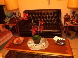 Cozy Den Vintage Lane Coffee and two side Tables and Retro Mini Sofa