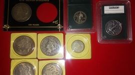 Late 1800s Silver Dollars, Silver Quarters