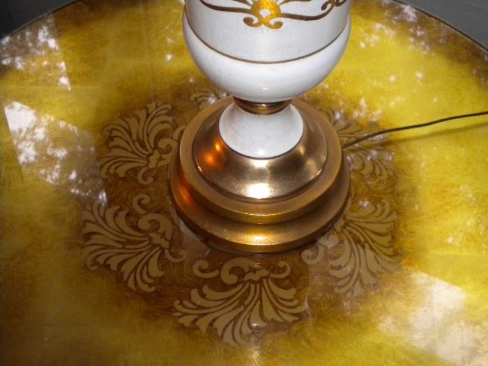 Gold table with glass top