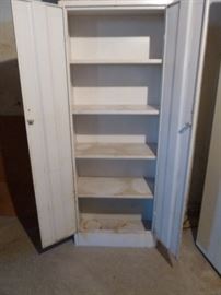 White metal storage cabinet