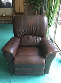 Brown leather recliner