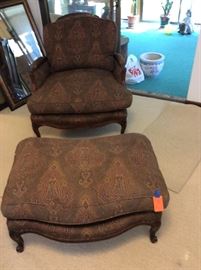 French style Down pillow armchair with footstool