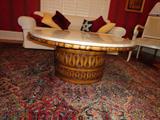 Pedestal coffee table - marble top is damaged