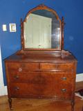 Antique 4-drawer dresser w/mirror (matches chest)