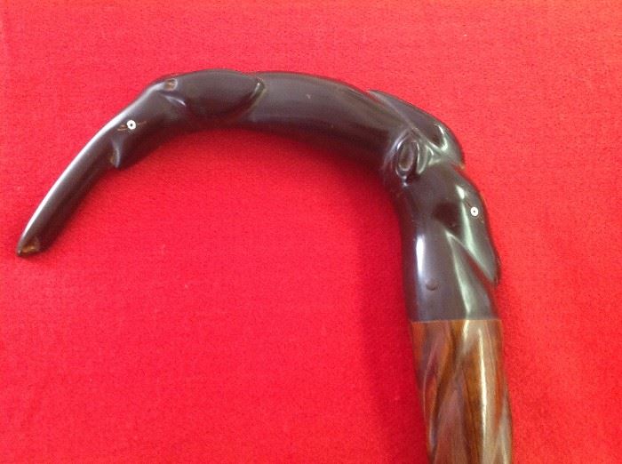 One-of-a-Kind Tribal Ebony carved handle Cane