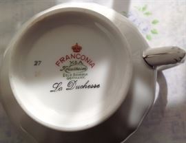 Emblem on bottom of cup Franconie "LaDuchasse" Barvaria Germany China
