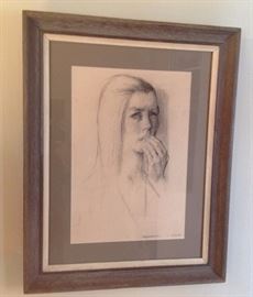 Constantin Chatov Charcoal of Girl, "Apprehension" -Constantin Chatov was a native Georgian (of Russia). After fleeing from Russia in 1922 with his brother and fellow artist Roman, he made his home in Atlanta, GA.... 28.5" x 22" $4800