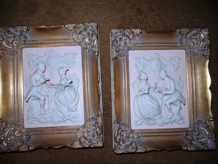 Raised Gesso Pictures, 4 available in beautiful frames