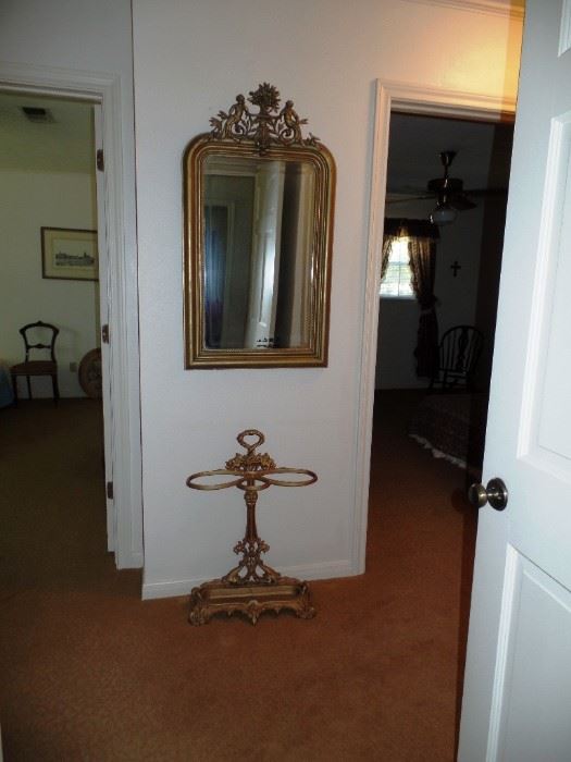 Antique Umbrella Stand and Fabulous Large Mirror 