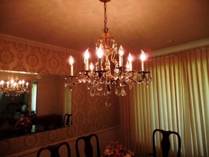 Stunning Large Chandelier with Glass Crystals