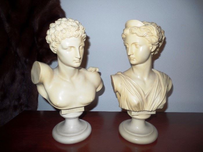 Impressive pair of soapstone heads