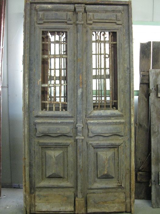 Pair of Egyptian Doors with Iron Bars