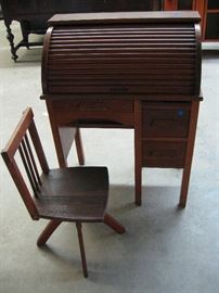 Child's Rolltop Desk and chair