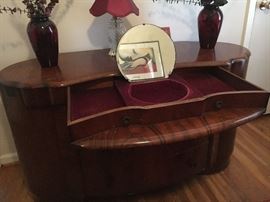 Shrager Art Deco furniture, made in England--Armoire, dresser, night stand. Dresser has damage on left side