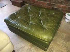 Vintage leather ottoman.