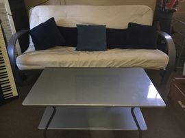 Contemporary futon and table.