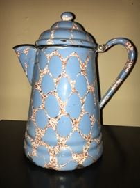 Antique graniteware coffee pot--rare design.
