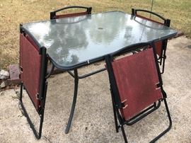 Patio table and chairs.