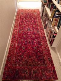 Pristine condition on this 100% wool, hand woven Persian Shadsar Kashan runner, measures 3' x 9'.