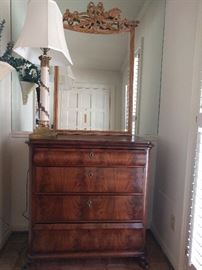 This is a very nice, antique French chest, but you had to see the nice gold-leafed mirror.                                   LOOK at it! Umm hmm, now you get it, don't you?