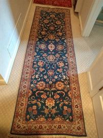 Hand woven, 100% wool hand woven Persian Kashan runner, measures 2' 7" x 8' 3".