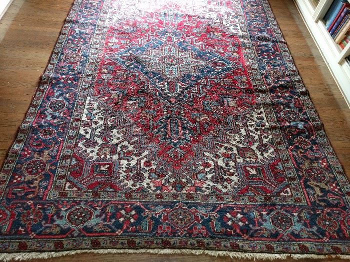 Hand woven, 100% wool hand woven Persian Heriz, measures 8' 2"" x 10' 6".