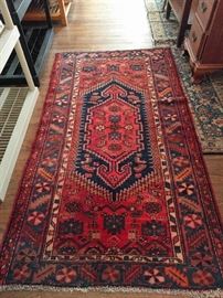 Hand woven, 100% wool Persian Hamadan, measures 3' 5" x 6' 3".