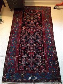 Nice, traditional colors in this one. It is a hand-woven, 100% wool Persian Mahal. The colors are sweet, condition very good, with even pile; measures 3' 4 x 8' 4".