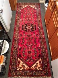 This is a hand-woven, 100% wool Persian Malayer Sarouk runner. The colors are jumpy, condition very good, with even pile; measures 3' 2 x 9' 3".