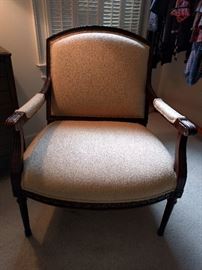 Very nice  mahogany French-style bergere upholstered armchair. 