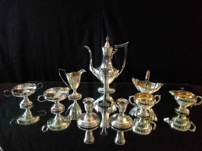 A small part of the sterling silver at this house. The 3-piece tea set is "Plymouth" , by Gorham. 