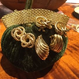 Assorted Gold Earrings and mesh Italian bracelet