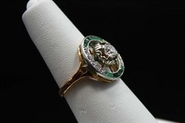 14K Gold Emerald and Diamond Ring