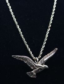 14K Gold Eagle Pendant and Necklace