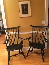 hand carved signed Windsor chairs