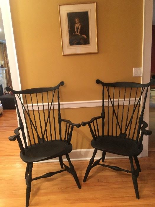 hand carved signed Windsor chairs