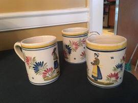 Quimper mugs, as is, very cracked