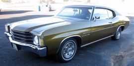 1972 Chevrolet Malibu Chevelle 2 Door Sport Coupe, 42,824 MIles, V8 350-2V L65 165hp, VIN# 1D37H2k639173, Starts Right Up, Running